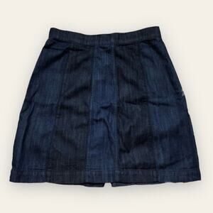 H&M black & blue striped colorblocked denim skirt